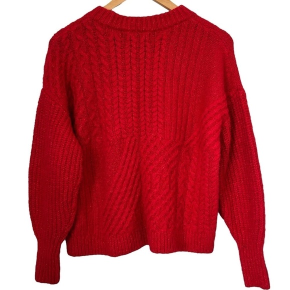 Old Navy Red Oversized Chunky Cropped Sweater Size Small - Picture 5 of 12